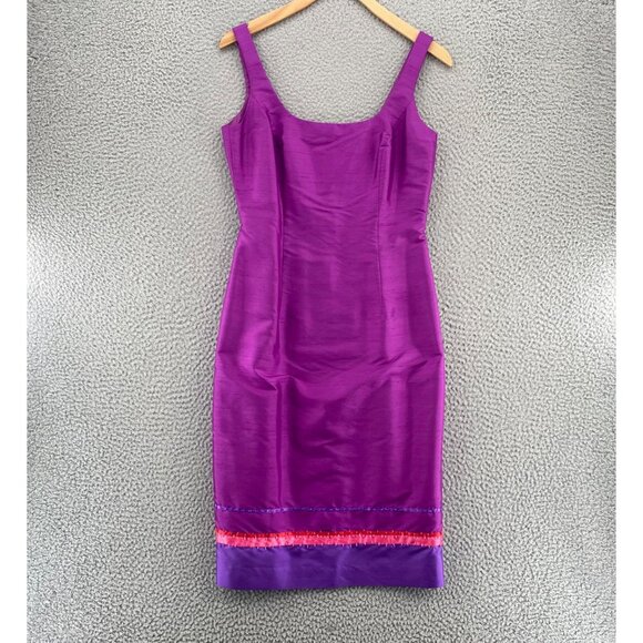 Ann Taylor Dresses & Skirts - Ann Taylor Dress Womens 2 Purple Silk Sheath Sleeveless U Neck Knee Length Beads